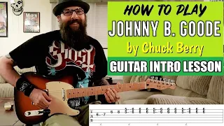 Johnny B . Goode - How to Play the Guitar Intro - Chuck Berry Lesson -w/tabs