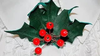 Make a Leather Holly Christmas Brooch - DIY Style - Guidecentral
