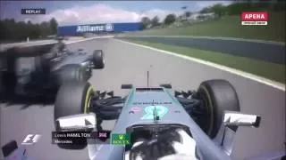 Hamilton & Rosberg crash Spanish GP '16 (Lewis onboard)