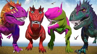 Iron Fist Sharkzilla & Malusaurus Vs Giganotosaurus & T-REX Jurassic World Evolution Dinosaurs Fight