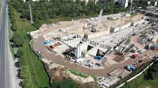 #51W ŁÓDŹ BUDOWA TUNELU ŚREDNICOWEGO AL  WŁÓKNIARZY 04 09 2023 DRON