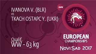 Qual. WW - 63 kg: Y. TKACH OSTAPC (UKR) df. V. IVANOVA (BLR) by FALL, 8-1