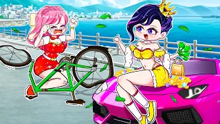 Pobre Anna x Rica Lisa - Bicicleta rota vs Supercoche | Gacha Life | Rainbow Z en Español