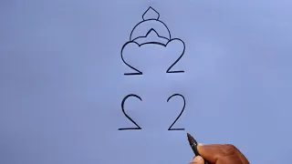 How To Draw Lord  Ganesh With 2222 | How To Turn 2222 Into God Ganpati Drawing Step By Step