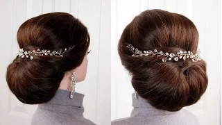 Bridal prom updo Hairstyle for long medium hair tutorial EASY