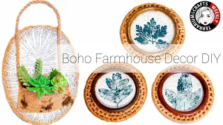 🔴DIY Boho Home Decor, Rustic Farmhouse Wall Art, Thrift Flip Makeover, Trash To Treasure