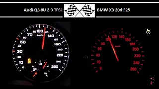 Audi Q3 8U 2.0 TFSI VS. BMW X3 20d F25 - Acceleration 0-100km/h