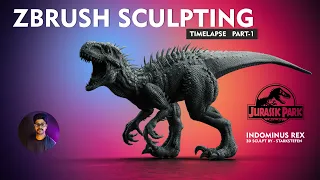 INDOMINUS REX ZBRUSH SCULPTING TIMELAPSE -PART-01-Starkstefen 3D