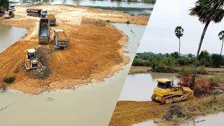 Incredible Excellent Techniques operator skills bulldozer push soil with heavy dump truck stuck