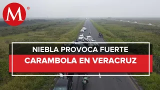 Carambola de 17 autos y un tráiler deja 8 lesionados en Veracruz