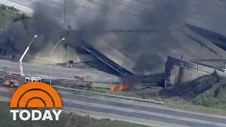 Tanker truck fire in Philadelphia causes portion of I-95 to collapse