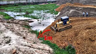 Almost Complete !!! Komatsu Bulldozer Push Rock Fill The Land And Processing To The Other Side