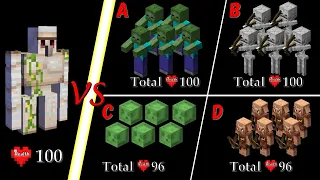 Iron golem vs Various mob in Minecraft! Which mobs can beat golems?