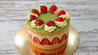 strawberry cake FRAISIER! Strawberry cake melts in your mouth! Marzipan recipe!