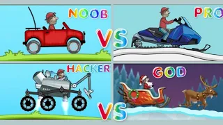 Hill Climb Racing || NOOB vs PRO vs HACKER vs GOD ||