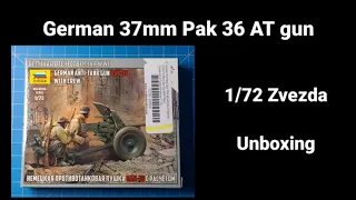 German 37mm Pak 36 AT gun 1/72 Zvezda Unboxing