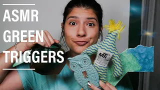 ASMR GREEN TRIGGERS | TAPPING AND SCRATCHING | ASMR COLOR SERIES