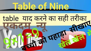 table of 9!  nine ka table!  multiplication  ! tables learn multiplication table of 9