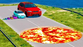 Small & Giant Car vs Lava Pit BeamNG.Drive