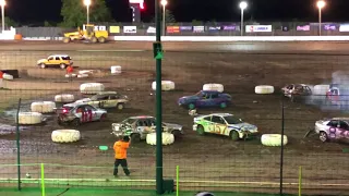 Pissed off driver gets out during demolition derby at Sycamore speedway