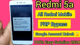 Redmi 5a Frp Bypass | MIUI 9/10/11/12 Google Account Unlock | All Redmi Phone  FRP Bypass