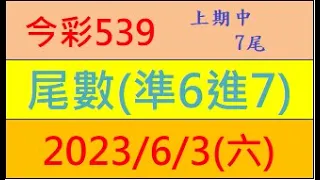 今彩539 『尾數(準6進7)』上期中7尾【2023年6月3日(六)】肉包先生