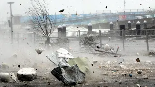 Тайфун в Корее.Чеджу срывает Крышу. Typhoon in Korea.Jeju