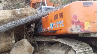 Footage of a lucky operator!!! Land slide!