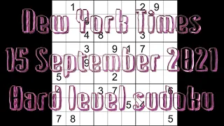 Sudoku solution – New York Times sudoku 15 September 2021 Hard level