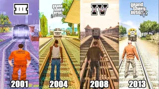 GTA SERIES Can you stop the train evolution #1 ( GTA 5 VS GTA IV VS GTA SAN ANDREAS VS GTA 3 TRAIN )