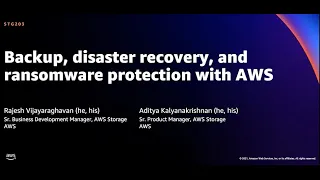 AWS re:Invent 2021 - Backup, disaster recovery, and ransomware protection with AWS