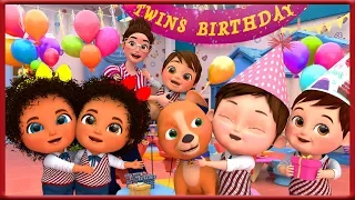 Twin Happy Birthday Song Party in First Day of School - Banana Cartoon