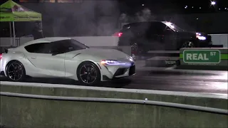 BMW X3M vs A90 Supra and Mustang GT 1/4 Mile