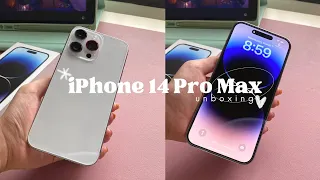 iPhone 14 Pro Max 256 GB Silver 🫧 unboxing, setup + accessories