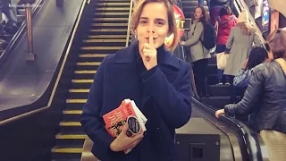 Emma Watson is hiding books on London trains