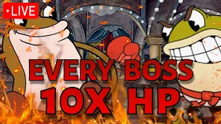 *LIVE* Beating Cuphead EXPERT mode but every boss has 10X HP || The Chickeninja Mod (Stream 2)