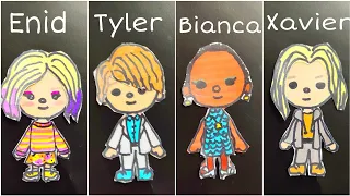 Wednesday Movie Character Drawing 🎨🖌️ Toca Enid, Tyler, Bianca, Xavier/ Toca Life World