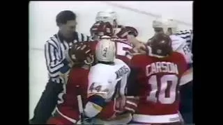 Detroit Red Wings vs St. Louis Blues Line Brawl 1991