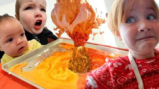 VOLCANO inside our HOUSE!!  Homemade Lava experiment with Adley & Niko! family Roblox pet costumes