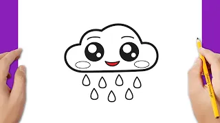 HOW TO DRAW A CUTE CLOUD RAIN EASY