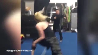 Amber Heard shows off killer moves training for Justice League