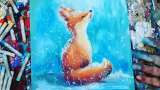 FOX | How to draw❄ Dry pastel | Can  paints👐