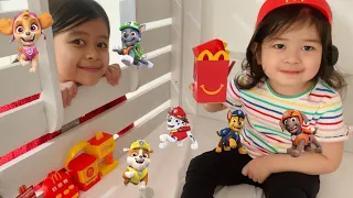 Let’s Play McDonald’s! | Tabby and Gabby Pretend Play with Paw Patrol Happy Meal | Baby Playful