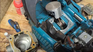 85cc Makita 7900 / 6400! 54mm piston and cylinder installation on this smurf Dolmar