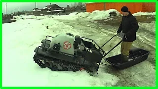 Мотобуксировщик Ураган Медведь по сырому снегу и воде / Прет как танк!