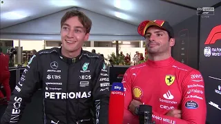 Carlos Sainz & George Russell: The FRONT ROW Duo! 🏎️💨 | Exclusive Post-Qualifying Chat | SingaporeGP