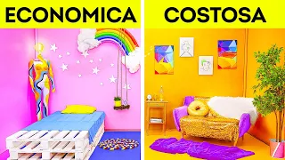 MAKEOVER DI UNA STANZA || Ricco vs Povero | Arredi per una stanza economici vs costosi su 123 GO!