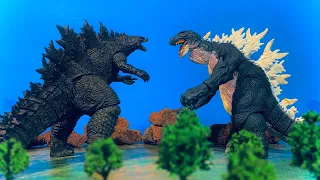 WHALE GODZILLA vs LEGENDARY GODZILLA vs SNAKE GODZILLA vs SHIN GODZILLA an epic battle stop motion