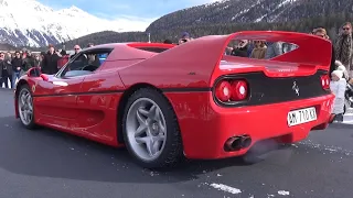 LOUD Ferrari F50 with Straight Pipes Exhaust! - V12 Engine Sound & Snow Drifting!