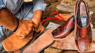 The easy way to make beautiful sandals from inexpensive materials || Pakistani Traditional Sandal